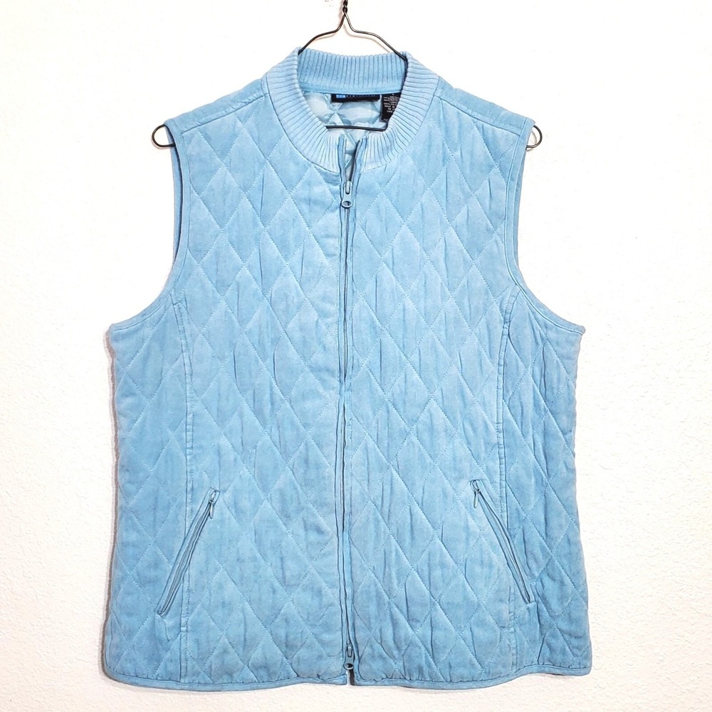 Relativity Womens Small Quilted Puffer Vest Sky Blue Full zip sleeveless - Picture 5 of 8
